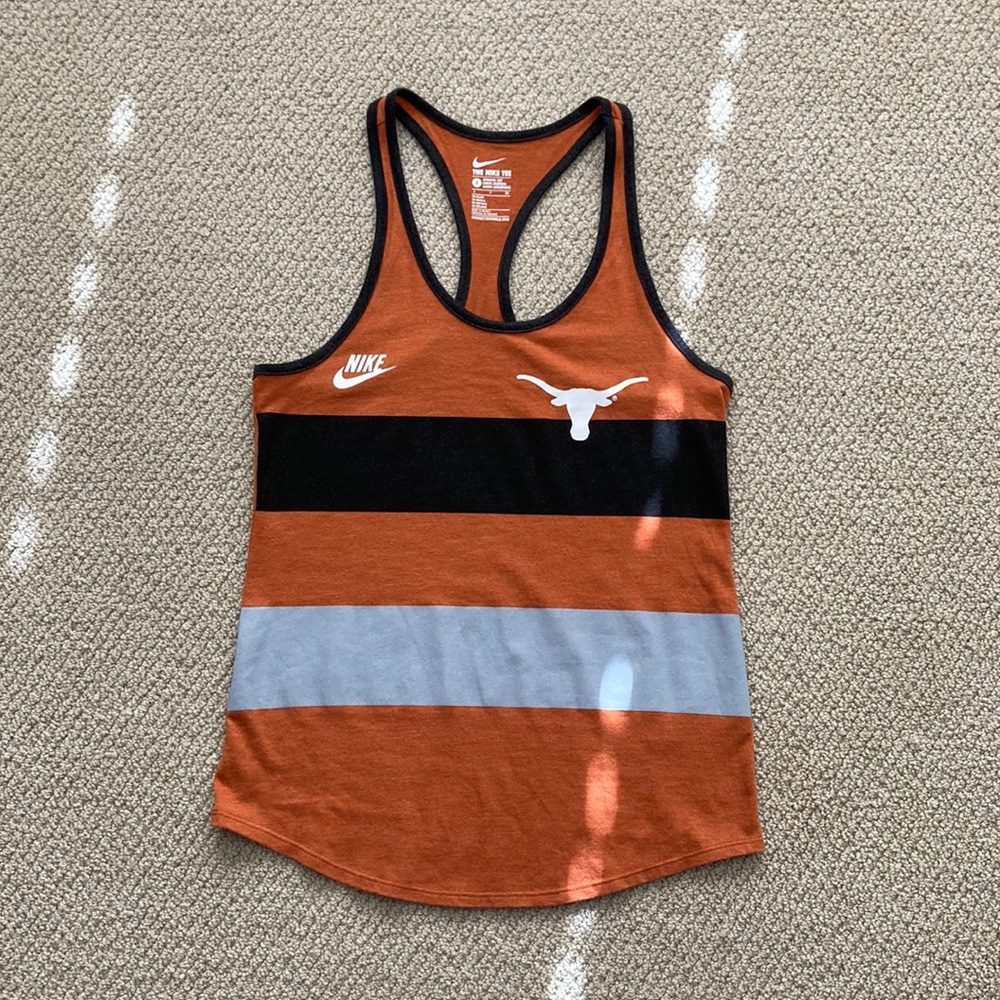 NIKE Texas Longhorns Burnt Orange Athletic Cut Tri-Blend Tank Top Like New S